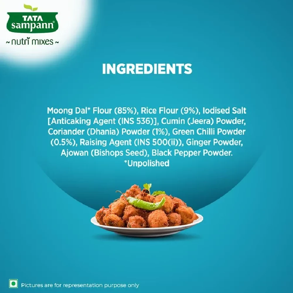 Tata Sampann Fibre Rich Moong Dal Vada Mix - Instant Ready To Cook, 180g-7.webp